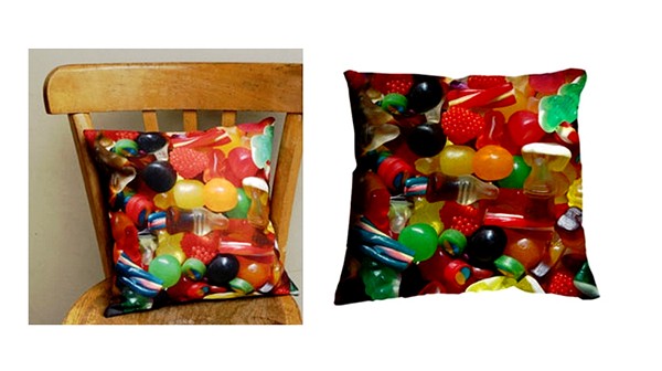 colorful scatter cushions with candy Prints