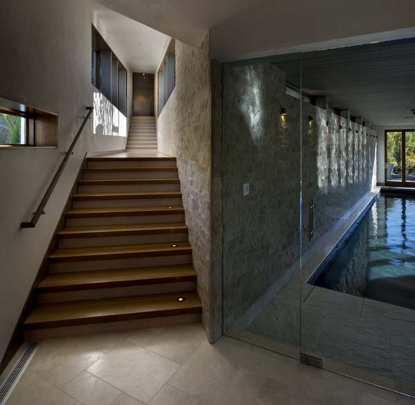 glass doors and pool