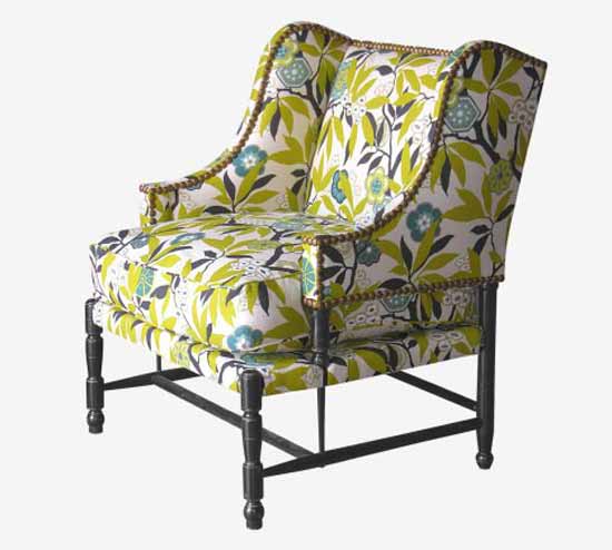 green and ywllow floral fabric print