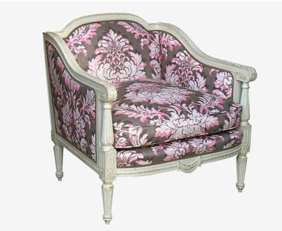 vintage chair with purple upholstery fabric