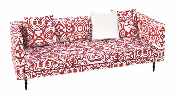 red and white sofa vintage furniture