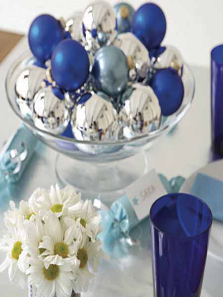 fresh flowers and christmas balls