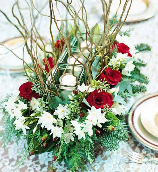 flowers and candles centerpiece idea