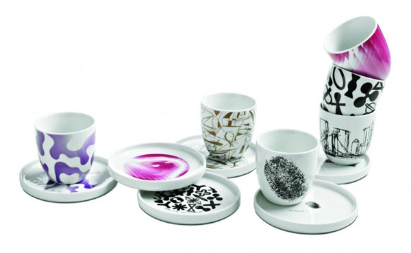 Designer tableware in black and white colors