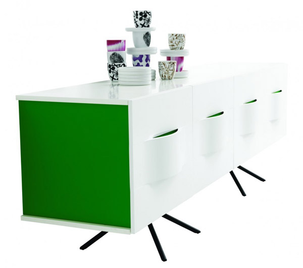 white and green storage cabinet for dining room