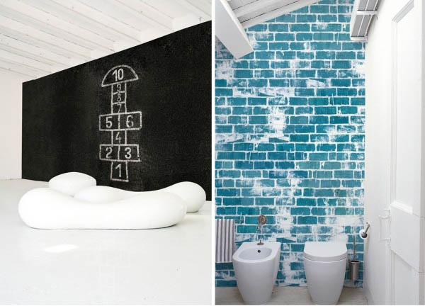 black and white wallpaper blue brick wallpaper