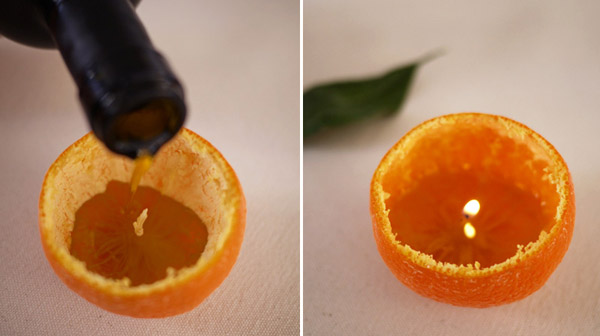  Candle heart idea with orange peel 
