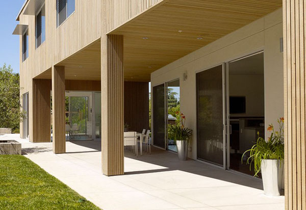 glass doors and stone patio