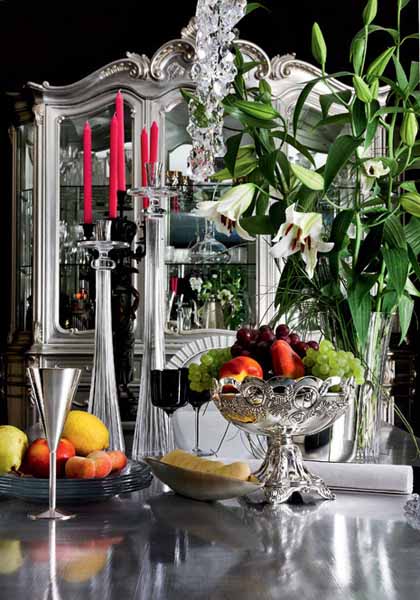 silver home decorations in classic style