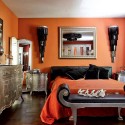 bedroom decorating with orange wall paint