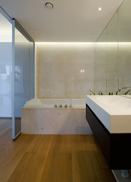 modern bathroom with glass doors