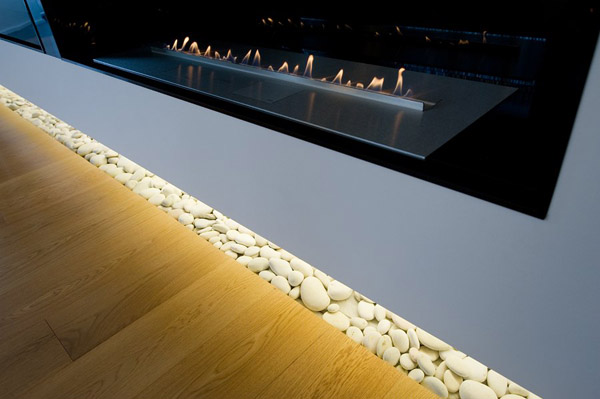 floor decoration with beach stones