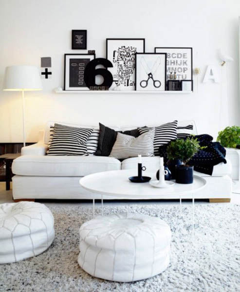 black and white living room-style