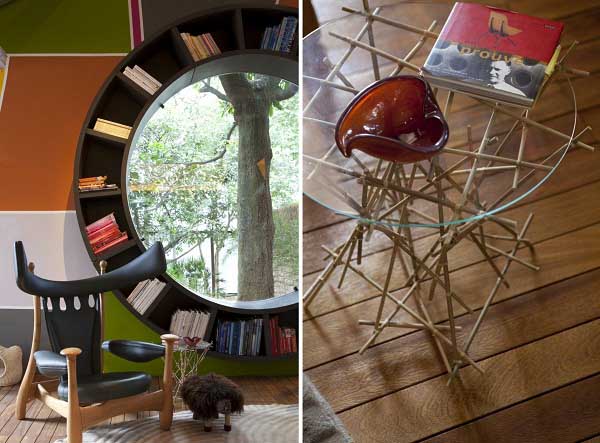 round shelves and home decorations