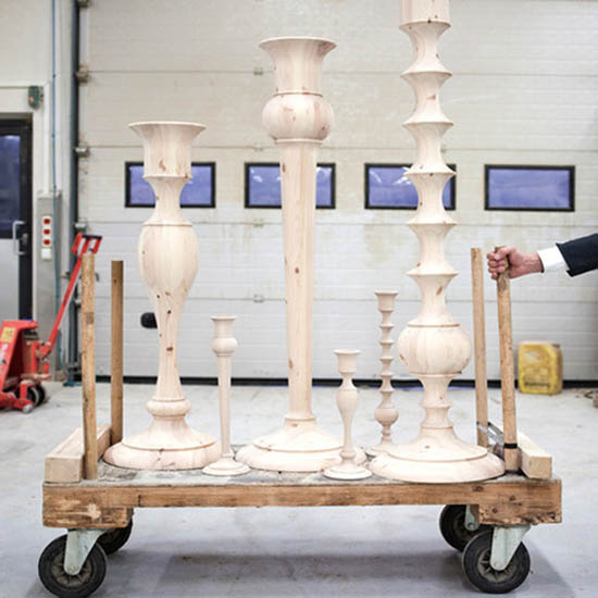 large chandelier made of natural wood