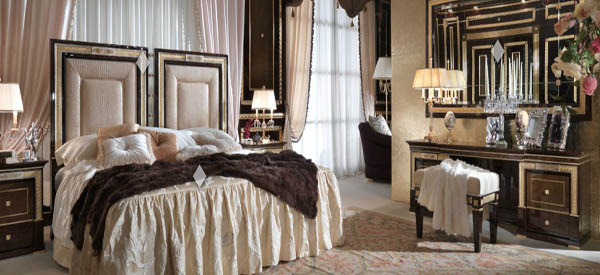 modern bedroom design in rococo-classical style