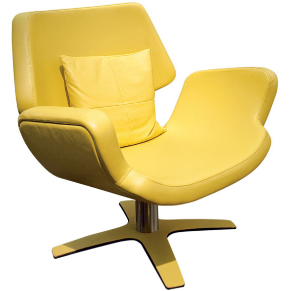 futuristic chair in yellow by Umberto Asnago