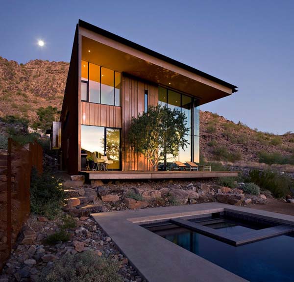 contemporary house with pool