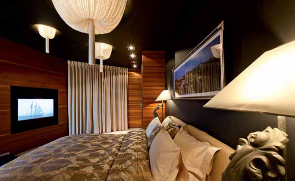 bedroom decorating with wooden wall panels
