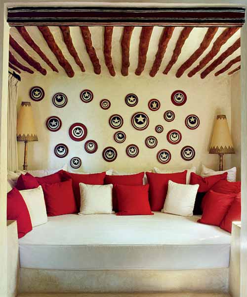 Tropical Decorating Ideas, Kenyan Home Interiors in White and Red