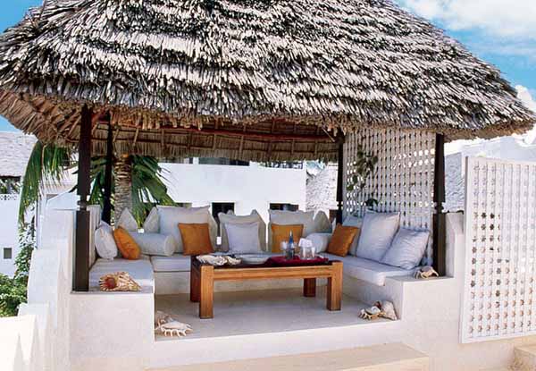 Backyard Ideas, African furniture with white pillows