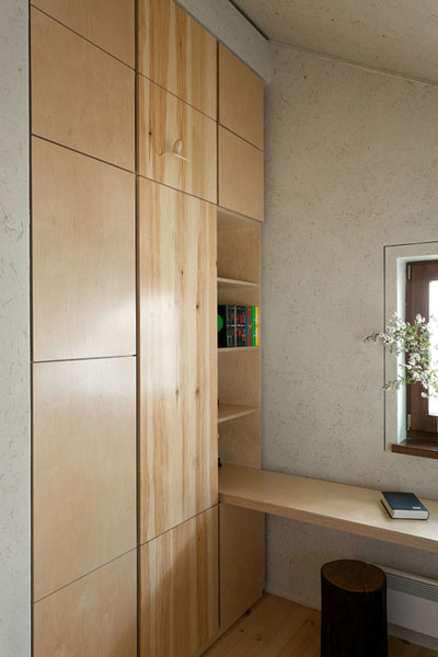 wood closet and shelves