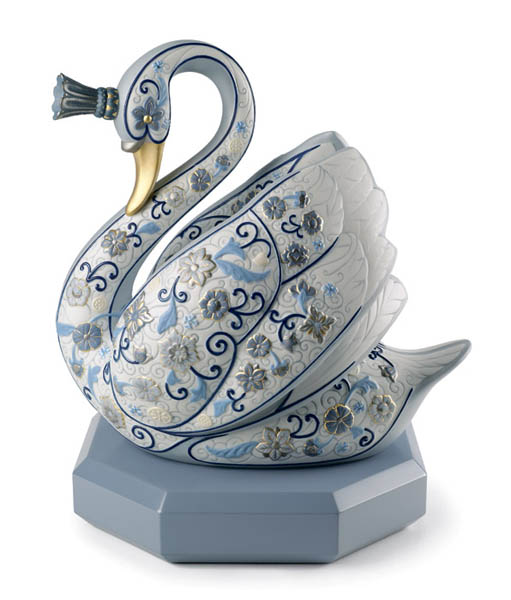swan figure in white and blue colors