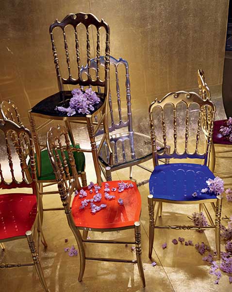 dining chairs with colorful seats