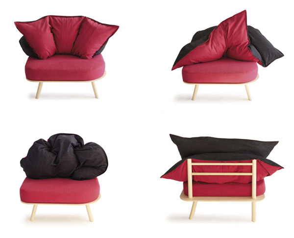 pink and black chair with soft back