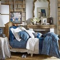 bedroom decor in white and blue colors