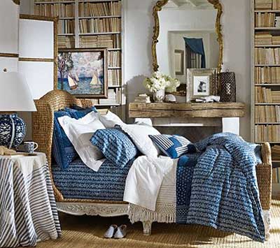  bedroom decor in white and blue colors 