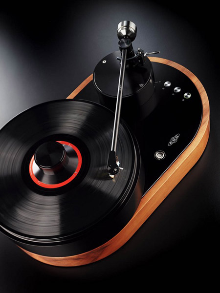 manufactured turntable made of polished wood
