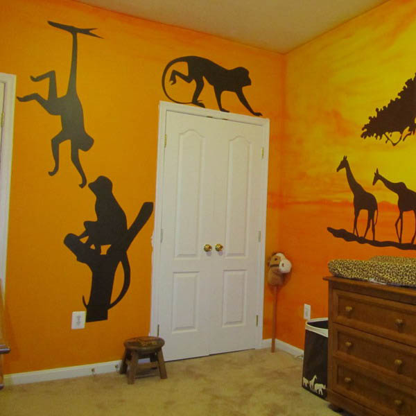  African animals and orange brown color for toddler decorating 