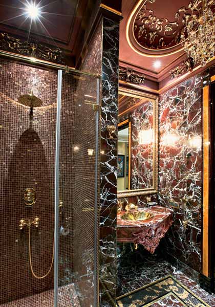 mosaic tiles and marble for bathroom