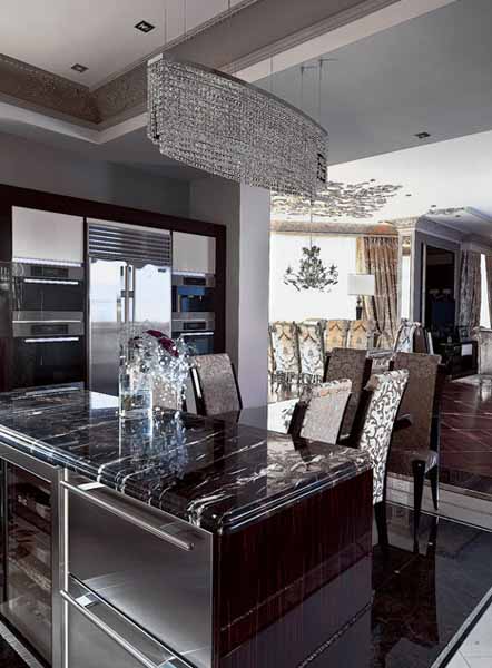 black and white kitchen with island