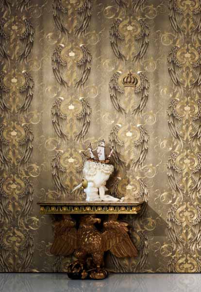 gray wallpaper with golden crown Designs