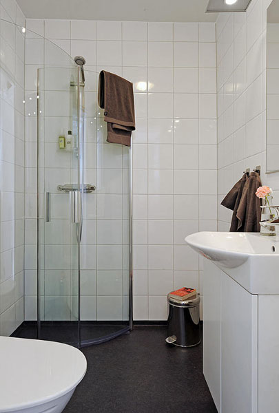 white bathroom design with glass shower