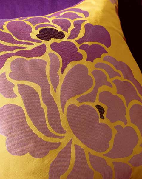 yellow and purple decorating fabric