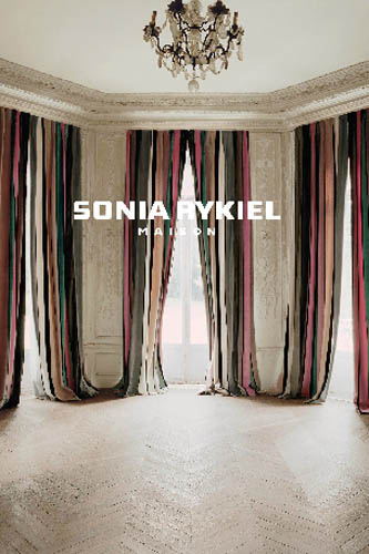 curtain fabric with pink and gray stripes