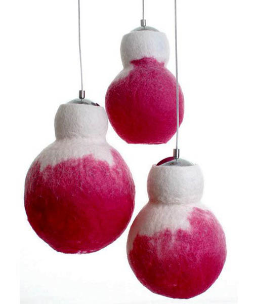 pendant luminaires with felted lampshades