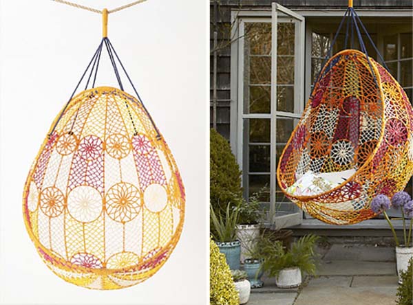 macrame chair design for backyard decoration