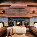 living room fireplace decorated with wood