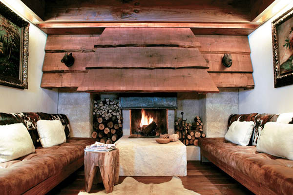  living room fireplace with wood decorated 
