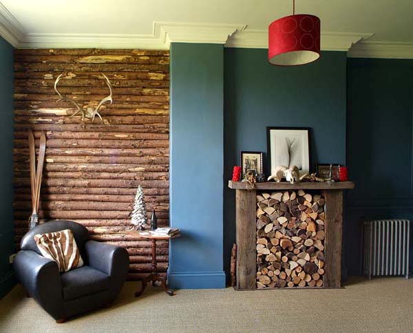 decorative fireplace with wood
