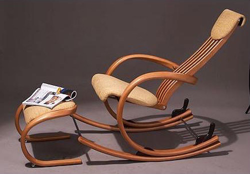 wooden chair and footrest