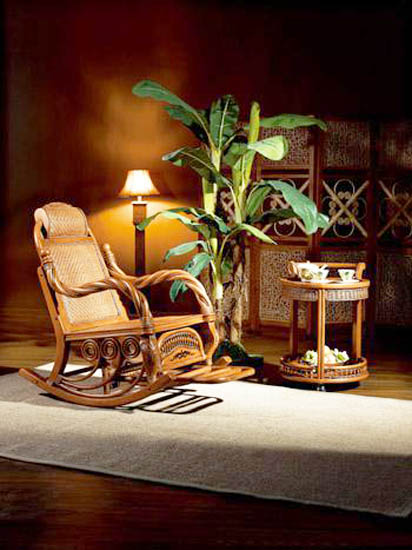 bamboo chair with side table