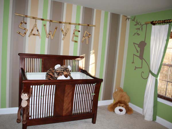 striped wallpaper for toddler room