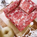 red chair upholstery fabric with floral design