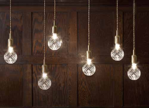 pendant lighting with exposed crystal bulbs
