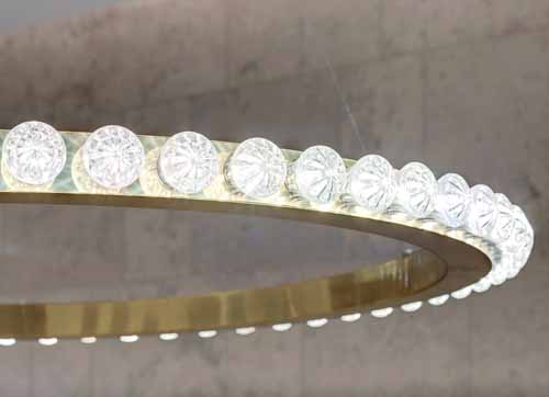 modern chandelier with exposed crystal bulbs